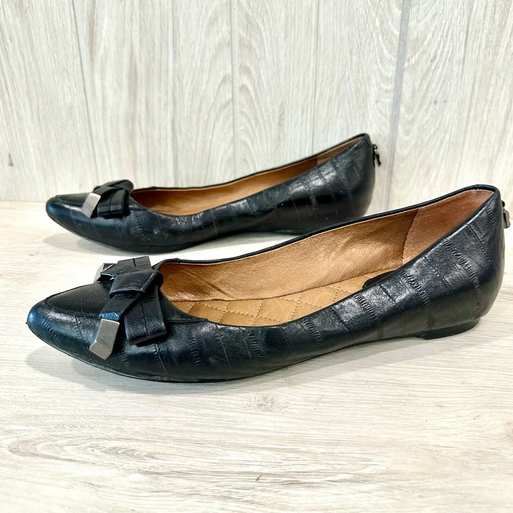Vince Camuto Graci Black Leather Bow Flats 7